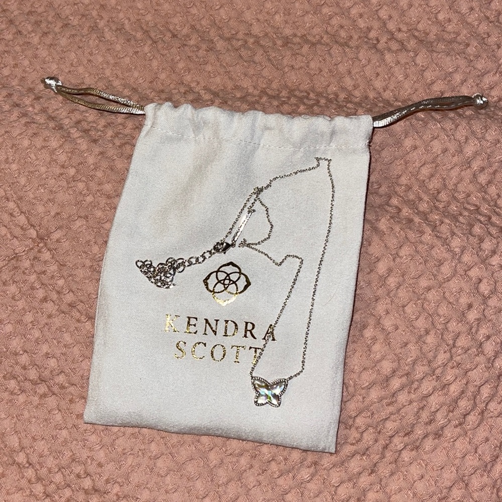 Kendra Scott Lillia Butterfly Silver Pendant in Iridescent Abalone